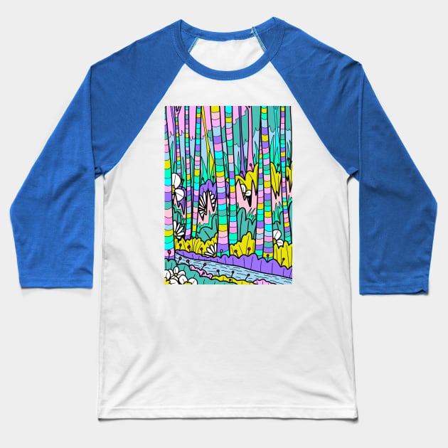 The Pastel Forest Baseball T-Shirt by Swadeillustrations